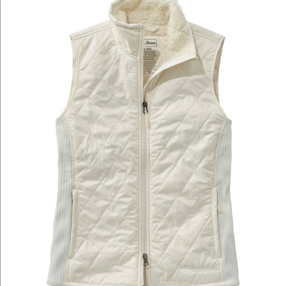 L.L. Bean Pearl/Ivory Fleece Lined Fitness Vest